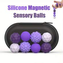 4/8 Piece Magnetic Sensory Stress Ball Set - Silicone Grip Strengthener Toy, Hand And Finger Exerciser With Assorted Patterns - Hand Exercise Tool For Teens And Adults, Finger Strengthening Textured Grip Silicone Construction - Grip Strengthener For Men And Boys, Grip Strengthener For Finger Exercise Games: Travel Essentials, Airplane Activities,