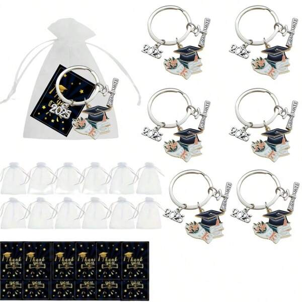 36 Pieces 2025 Graduation Key Ring Set - Ideal Gift For Graduates And Best Friends - Zinc Alloy, Rectangular Centerpiece With "Congratulations To The Graduates" Design, Graduation Party Decorations Car Accessories Bag Charm School Cute Goth Y2k Bag Accessories Lanyards With Id Holder Car Accessories Bag Charms