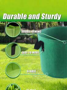 1 Pieza Verde Bolsas de cultivo de 10 galones, macetas para cultivo de plantas, macetas para plantas, bolsas para plantación de plántulas, reutilizables, de tela no tejida gruesa, operación simple y conveniente, para balcón del hogar, vivero, bolsas para crecimiento de plantas, adecuado para plantas pequeñas, frutas, verduras, flores