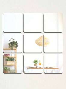 2/4/8片装，尺寸可选：40cm*40cm、20cm*20cm、30cm*30cm 或 30cm*34cm，镜面墙贴，全身镜，适用于家庭、卧室，自粘软镜面，亚克力材质，经久耐用且防碎 - 彩色 - 查看 9