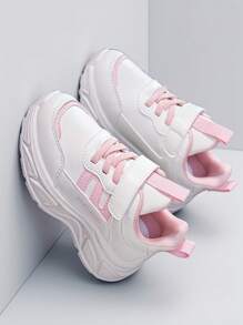A Pair Of Cute Two-Tone PU Girls' Sports Shoes For It Is Suitable For Daily Use, Outdoor Activities, Sports, Travel, Running, Going To School, And All Seasons