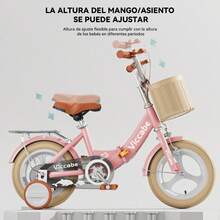 Le Forge bicicleta infantil niños R16 plegable con ruedas auxiliares freno de mano y cesta extraíble color rosa bicicleta segura divertida y resistente - Rosa - Ver 5