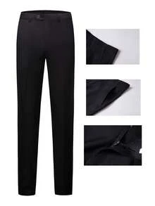 Men's Two-Piece Business Tuxedo Suit With Double-Row Buckle Fit Design, Ideal For Formal Business Occasions Or Weddings, Includes Jacket And Trouser - 藍色 - 查看 5
