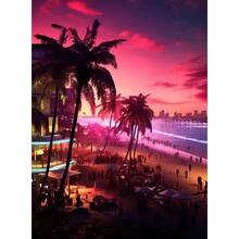 1 pieza/3 piezas Pósteres de arte de pared Opción de marco Juego clásico GTA6 Carnaval de playa Adecuado para paredes residenciales y de dormitorio, decoración de sala de estar y bar, comedor o baño, decoración de habitación, de alta calidad, arte en lienzo para interior/exterior - Multicolor - Ver 11