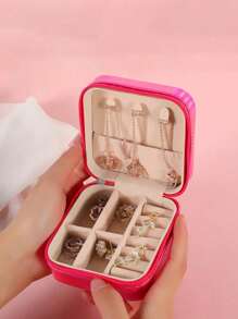 1 Stück tragbares Schmuckfach, kleine Schmuckboxen für Frauen, einfache Schmuckorganizer für Zuhause, Reiseorganizer, feines Mini-Aufbewahrungsbox für Ohrringe, Reise-Schmuckkoffer mit Reißverschluss für Ohrringe, Ringe, Halsketten, Armbänder, tragbare Make-up-Tasche, süße Kosmetiktasche, Schul-Essentials, unvergessliche Geschenke zu Feiertagen, Brautjungfern-Geschenke und Reise-Essentials, doppelschichtiger tragbarer Mini-Ausstellungskoffer, Reise-Zubehör, Strand-Sommer für Frauen, Aufbewahrungsorganizer, Reise-Essentials, Schul-Essentials