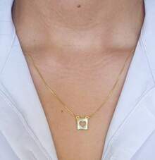 Women's Necklace With Sacred Spiritual Handle And Heart Plated In 18k Gold - Vàng - Xem 2