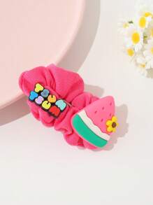1pc Sweet & Fashionable Dopamine Fruit Decor Fabric Hair Clip For Girls