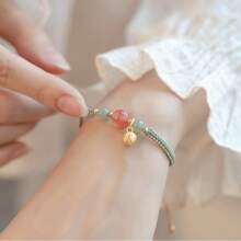 1pc Lotus Charm Braided Bracelet, Suitable For Women Daily Wear