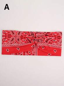 1 buc. Bentiță elastică răsucită în stil boem, cu imprimeu de flori de caju, material moale, casual, versatilă pentru naveta, yoga, antrenament, alergare, bandă sport care absoarbe umezeala pentru femei, bandă de păr cu turban, bandă de transpirație, bandă de păr