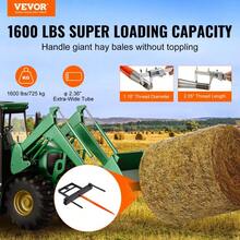 39" Hay Spear Attachment For Compact Loaders - Durable Bale Handling Tool For Tractors And Shovels, Ideal For Heavy-Duty Farming & Livestock Operations - 黑色 - 查看 3