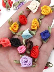 20/50/100 Stücke Mini handgemachte Rose Blume Satinband Rosetten Stoff Applikationen für Hochzeitsdekoration, Basteln, Nähzubehör