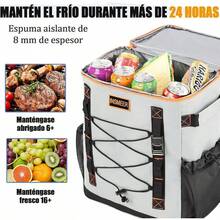 INSMEER - Enfriadores de Mochila, 50 Latas/30L, Mochila con Aislamiento a Prueba de Fugas e Impermeable, Enfriador de Almuerzo con Aislamiento Portátil, Ligero y Suave para Camping, Viajes - gris - Ver 7
