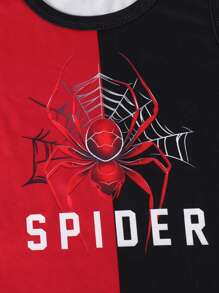 2 pièces/ensemble T-shirt sans manches avec imprimé graphique d'araignée doux et mignon, et short. Tenue décontracté et sportive pour garçons tout-petits, cadeau génial pour l'été