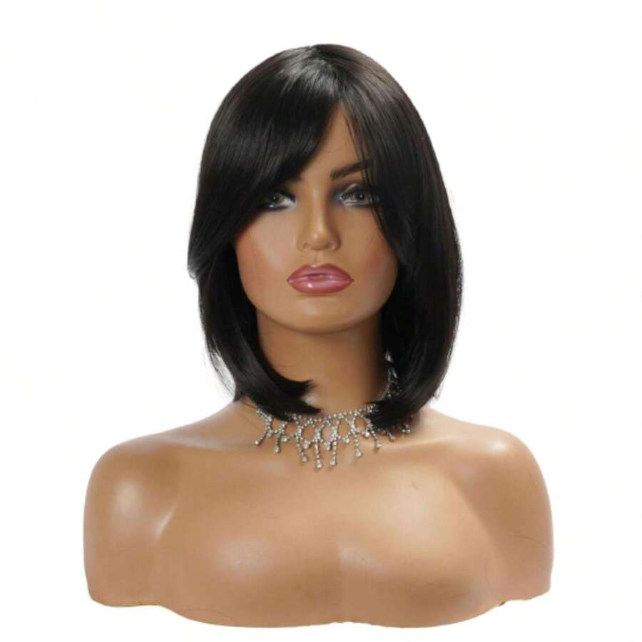 Short Long Bob Wig 40cm - Modern Cut, High Quality Fiber | Yan Hair - Dark Brown - Xem 1