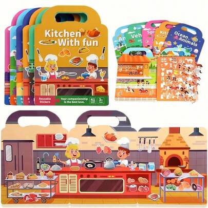 Reusable Sticker Books For Youngsters | Waterproof Double-Sided Design With Animals, Riding Club & Sports-Meeting | Educational Cognitive Learning Activity | Perfect For Ages 3+ | Diverse Topics, Playful Stickers