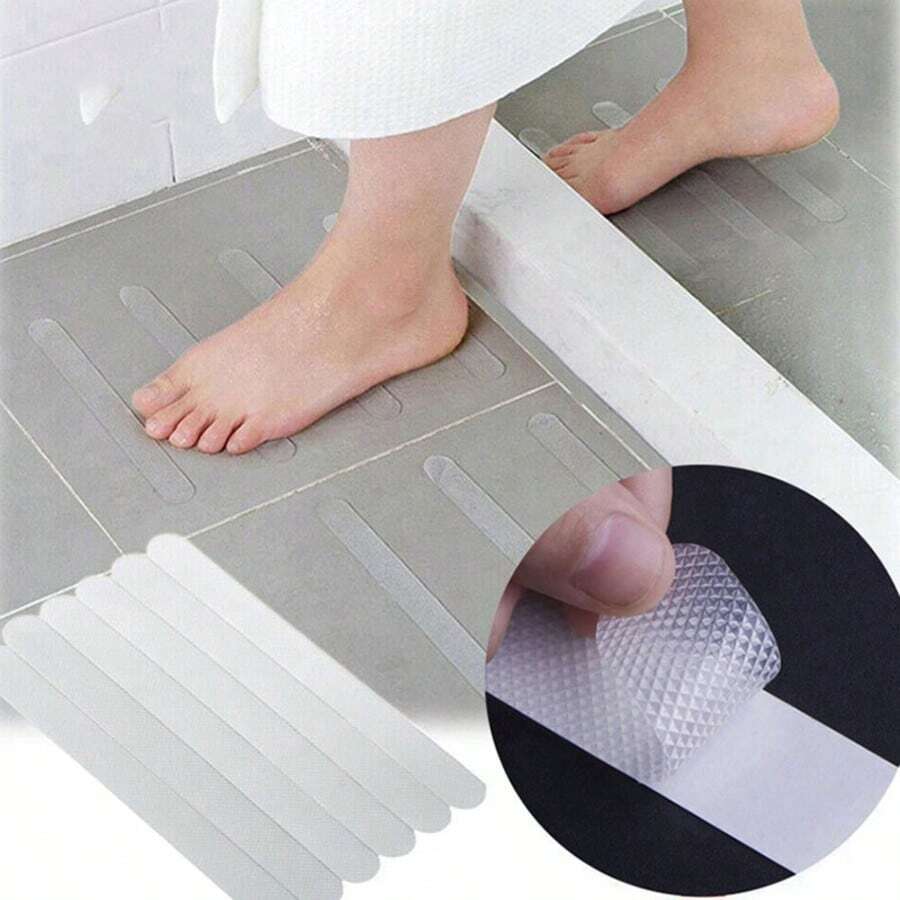 12/6pcs Anti Slip Shower Stickers Non-Slip Bathtub Strips Adhesive Decals Shower Strips Treads For Bath Tub, Shower Floor, Stairs, Ladders