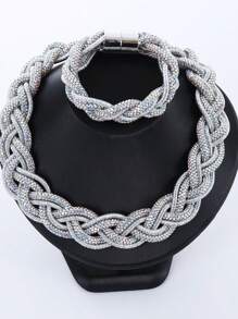 Nouveau set de collier et bracelet européen et américain, bijou tressé magnétique fait main minimaliste et luxueux, élégant et polyvalent