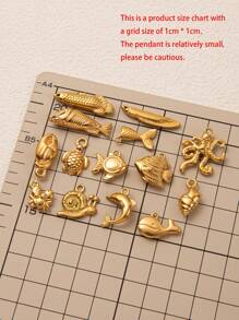 1Pc Beach Vacation Style Marine Creatures Series Mermaid Tail Goldfish Golden Dragon Fish Sea Turtle Conch Whale Octopus Crab Shaped Stainless Steel Material Pendant, DIY Necklace Bracelet Earrings Keychain Bag Chain Accessories, Electroplated 18K Gold, Waterproof And Sweat Proof, Women's Jewelry, Women's Accessories, Gifts For Wives, Mothers, Girlfriends