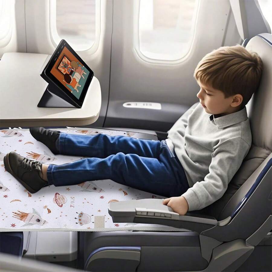 1 pieza Almohadilla plegable extensora de asiento de avión para bebés, cojín portátil impermeable y con dibujos animados para niños pequeños para viajar