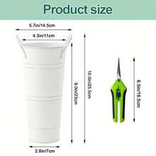 6 Pack Retro Flower Buckets With 1 Flower Scissor For Cut Flowers, For Home Decor And Wedding Table Centerpiece Decorations - 白色 - 查看 4