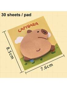 6/12/24/30 pièces Stylos Capybara en vrac 4-en-1 stylo à bille multicolore avec des notes autocollantes mignonnes de Capybara. Bloc-notes autocollants de Capybara de dessin animé pour cadeaux d'anniversaire, prix, faveurs de fête (aléatoire)