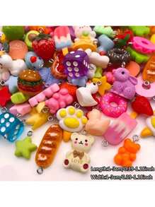 10/20/30/50/80/100/200pcs Vivid Resin Craft Supplies - Imaginative Animals, Fruits And Food Series - Colorful DIY Jewelry Making Necklace, Bracelet And Earring, Perfect For Craft Lovers And Jewelry Making