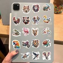 50 pezzi Adesivi colorati di animali, adesivi estetici in vinile per scrapbooking, diario, computer portatile, paraurti, skateboard, borraccia, computer, telefono, cartone animato, elmetto, adesivi e decalcomanie per auto