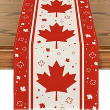 Caminho de mesa com folhas de bordo para o Dia do Canadá, decoração de mesa de jantar e cozinha para festas em casa