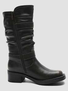 GLOBALWIN Women's Motorcycle Boots Fall Fashion Mid Calf Boots For Women Square Toe Low Heel Fall Boots Halloween Season - 棕色 - 查看 6