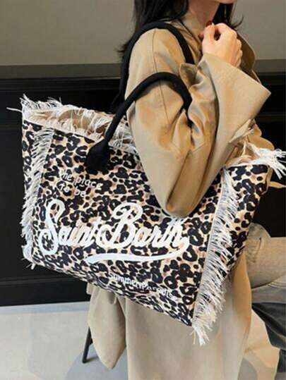 Borsa a tracolla di alta qualità e stile alla moda, con stampa leopardata, di stile vintage alla moda, versatile da portare a spalla, sotto braccio o come borsa a mano, adatta per lo shopping, appuntamenti o occasioni casual all'aperto