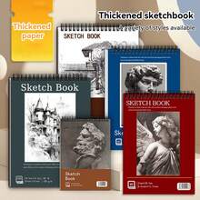 1pc A3/A4/A5 Sketchbook With 60 Blank Pages, 100GSM Thickened Paper, Ink-Proof And Not Easy To Break, High-Quality Sketch Paper, Art-Specific Painting Supplies, Students Can Use Art Learning And Painting Stationery, A Must-Have Gift For Friends And Students During The School Season - Multicolor - View 1