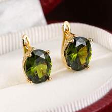 Cubic Zirconia Decor Earrings - Yellow Gold - View 21