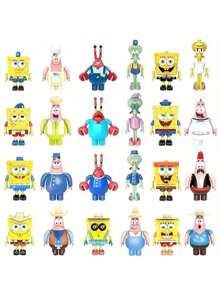 SpongeBob SquarePants Blind Box Building Blocks Toy, Cute Cartoon Action Figure With Storage Base,Cartoon Character Desk Decor & Collectibles