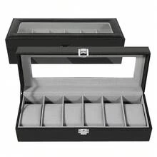 6-24 Watch Display Grid Box Lockable Case Faux Leather Storage Holder Gift UK - Black 24 Grids - View 11