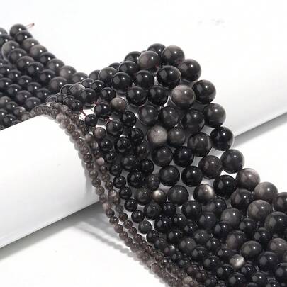 1pc Natural Hypersthene Gemstone Beads 4/6/8/10/12mm, Handmade DIY Jewelry Supplies For Bracelet, Necklace, Funky Jewelry, Phone Charm, Keychain