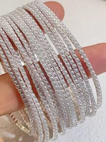10pcs/Set Fashionable Multi-Layer Faux Pearl Tennis Bracelet, Suitable For Women And Girls For Daily Wear, Party, Festival, Jewelry Gift, Christmas