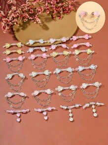 1Pair Fake Nipple Rings - Adjustable Fit Daily Wear Nipple Nooses - 8mm Candy Beads, Fake Nipple Jewelry Faux Nipple Piercing Non Pierce Faux Barbells, Fake Nipple Piercings, Valentine For Lovers