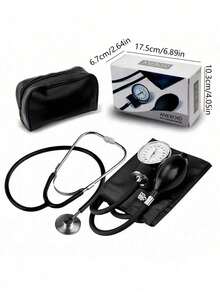 1 Set Manual Blood Pressure Monitoring Kit, Manual Arm Blood Pressure Monitor, Home Dual Arm Dual Tube Dual Head Stethoscope Blood Pressure Monitor, With Black Storage Case, Portable, Manual Blood Pressure Cuff, Stethoscope, Blood Pressure Monitor And Black Carrying Case, Includes Adult Cuff And Calibration Tool, Suitable For Home And Business Travel - Adult - Multicolor - View 10