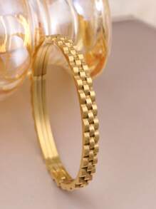 3 piezas Brazalete de acero inoxidable con elegante zirconia estilo vintage, adecuado para mujeres, regalo de aniversario de boda, brazalete apilable dorado