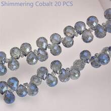 QYDCX Mărgele de sticlă cristalină 8x10mm 20/50 buc, mărgele de cristal fațetate pentru confecționarea bijuteriilor, mărgele de sticlă strălucitoare în formă de lacrimă pentru colier, brățară, cercei, artizanat DIY