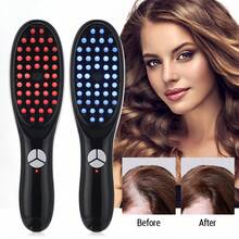 Multi-Function Massage Comb, Vibration Massage + Red And Blue Light Therapy + Nano Atomization Three-In-One, Micro-Current Head Meridian Massager, Anti-Hair Loss Therapy Device, Red And Blue Light Scalp Nourishing Instrument, Three-Speed Vibration, With USB Charging Cable - màu đen - Xem 3