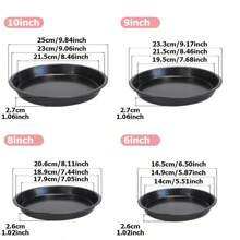 6-10inch Black Carbon Steel Circular Pizza Baking Tray Anti Stick Cake Baking Pan Microwave Oven Baking Tray Pie Tray Cookie Trays For Kitchen Restaurant