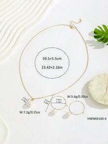 波西米亚夏威夷风格金属环、贝壳、珍珠耳环和项链套装，适合日常佩戴，母亲节礼物