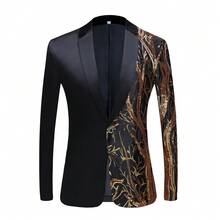 Men'S Shiny Sequins Blazer Suit Jacket Stylish Tuxedo For Party, Wedding, Banquet, Prom - 黑色 - 查看 3