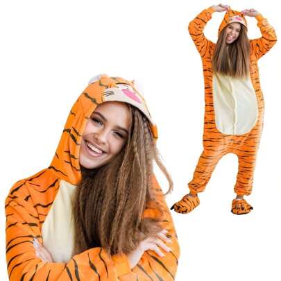Piama Dla Doros Kigurumi Kombinezon Pluszowa Unisexium Cosplay Zwierz Tygry