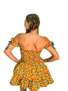 Vestido Cigana com babado Adulto Feminina Festa Junina Sao Joao Quadrilha Caipira