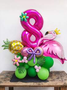 30/31pcs Flamingo, Pineapple, Number Balloon Set, Including Flamingo, 32" Hot Pink Number 1-18, Palm Leaves, Pineapple, Flamingo Foil Balloon, Pink & Green Latex Balloons, Suitable For Hawaiian Birthday Party, Summer Pool/Beach Party, Tropical Party, Birthday Decor, Flamingo Theme Party, Atmosphere Decoration