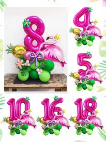 30/31pcs Flamingo, Pineapple, Number Balloon Set, Including Flamingo, 32" Hot Pink Number 1-18, Palm Leaves, Pineapple, Flamingo Foil Balloon, Pink & Green Latex Balloons, Suitable For Hawaiian Birthday Party, Summer Pool/Beach Party, Tropical Party, Birthday Decor, Flamingo Theme Party, Atmosphere Decoration