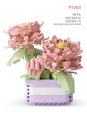 Rompecabezas de flor de rosa en bloque mini DIY, regalo para compañeros de clase de vuelta a la escuela, flor eterna ensamblada de imitación en maceta, decoración floral 3D de girasol creativa, combo de caliente