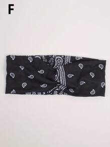 1 buc. Bentiță elastică răsucită în stil boem, cu imprimeu de flori de caju, material moale, casual, versatilă pentru naveta, yoga, antrenament, alergare, bandă sport care absoarbe umezeala pentru femei, bandă de păr cu turban, bandă de transpirație, bandă de păr